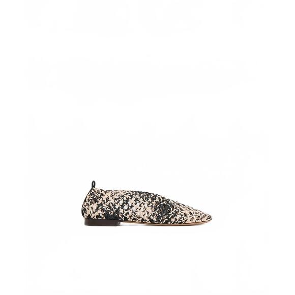 NEW MANSUR GAVRIEL women's woven ballerina flat shoes in black/white